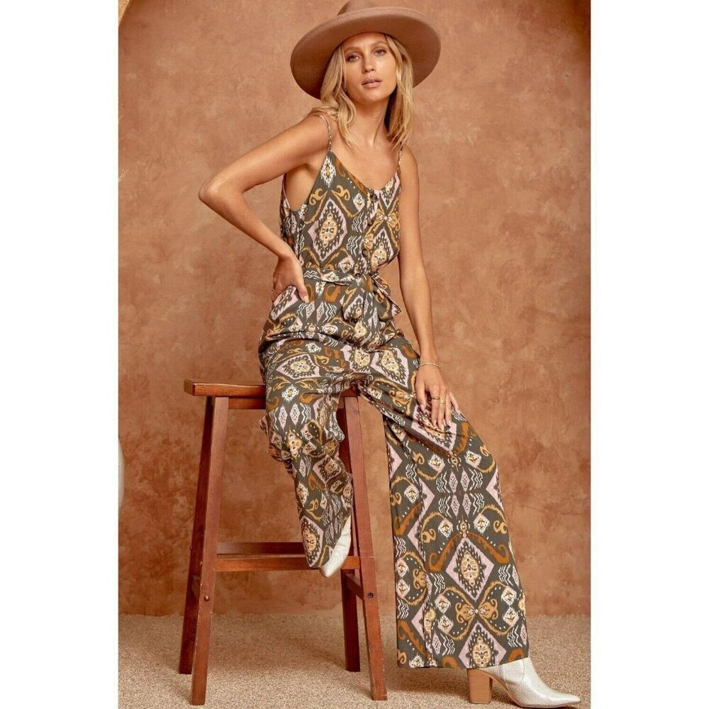 Becca Aztec Wide Leg Romper Jumpsuit